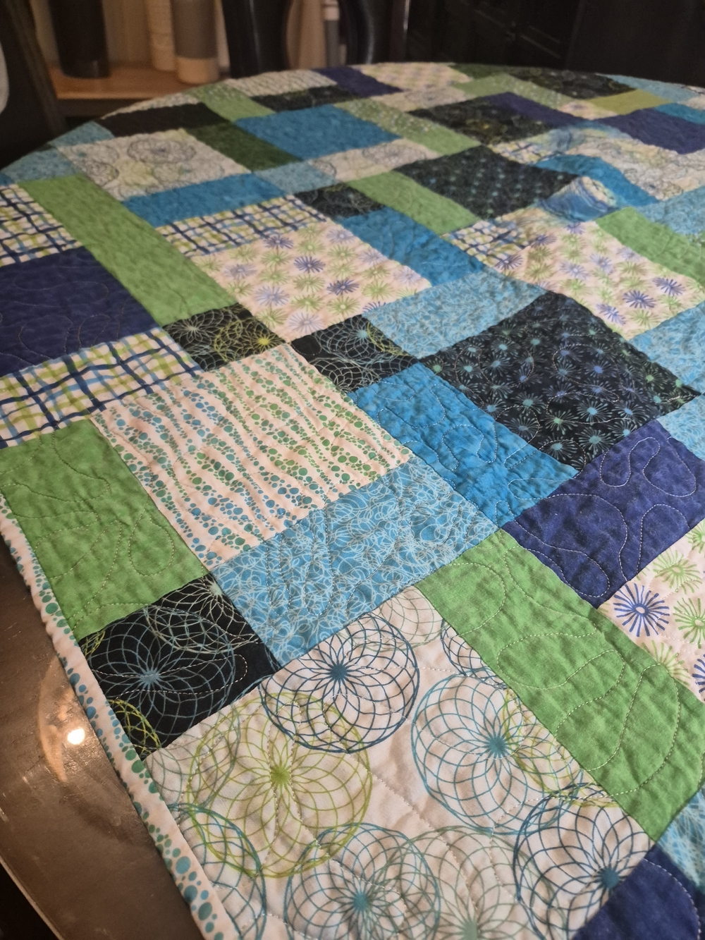 Blue & Green Patchwork Quilt - Handmade